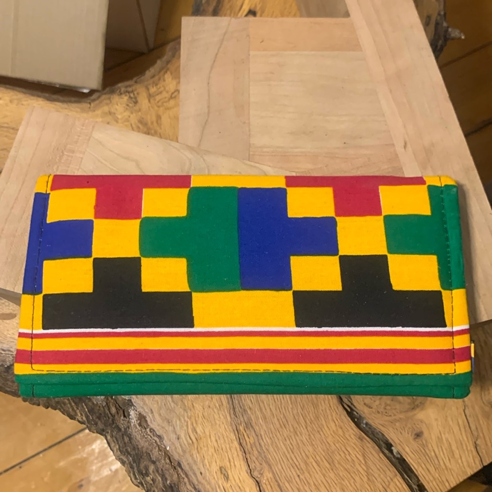 KENTE WEST  AFRICA GHANA WALLET CLUTCH BILLFOLD TRIFOLD PASSPORT HOLDER